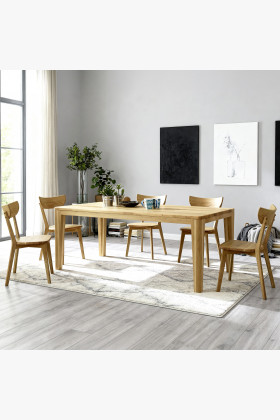 Jídelní sestava z dubového masivu – stôl York a drevená stolička Eva